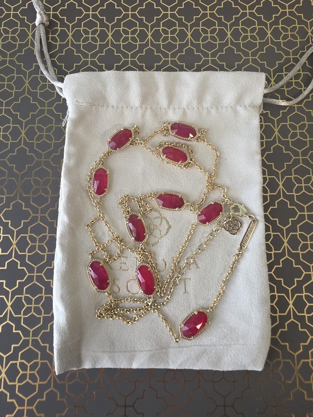 Kendra Scott Kellie Station Necklace Gold/Translucent Red